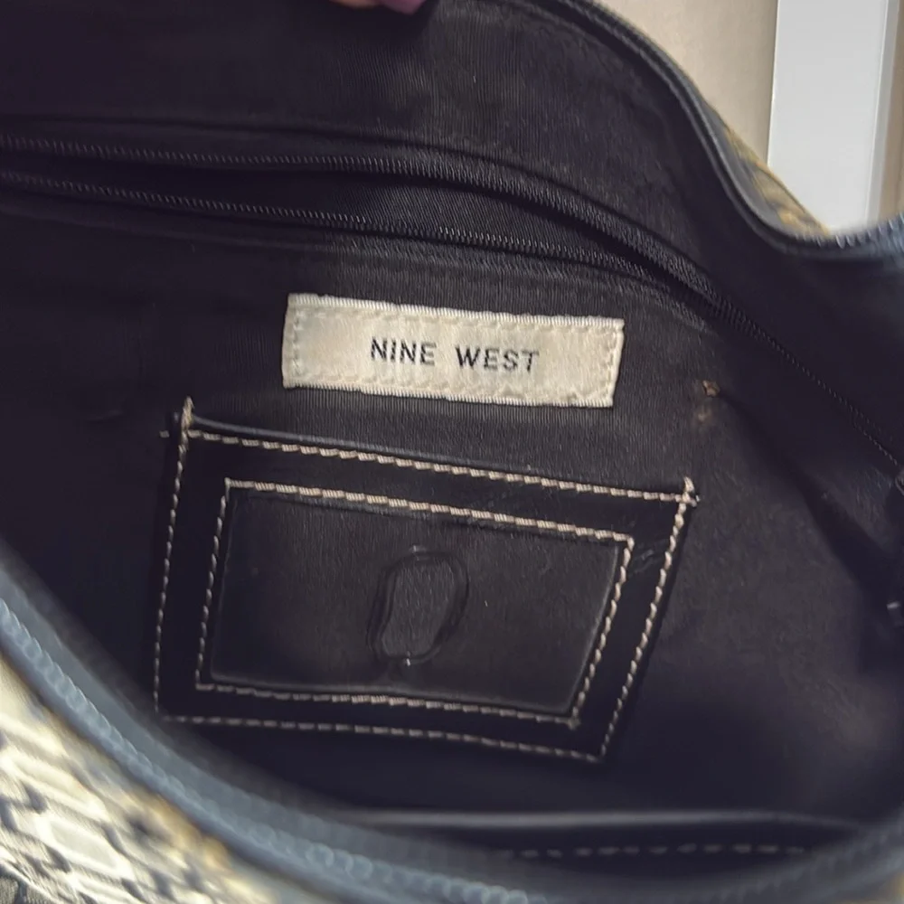 Nine West Brown Geometric Hobo Bag‎ Y2K Purse Shoulder Bag Designer Handbag - Picture 3 of 7